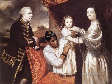  Joshua Pintura al %c3%b3leo - George Clive y su familia Joshua Reynolds